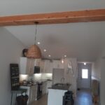 Wooden beam on ceiling