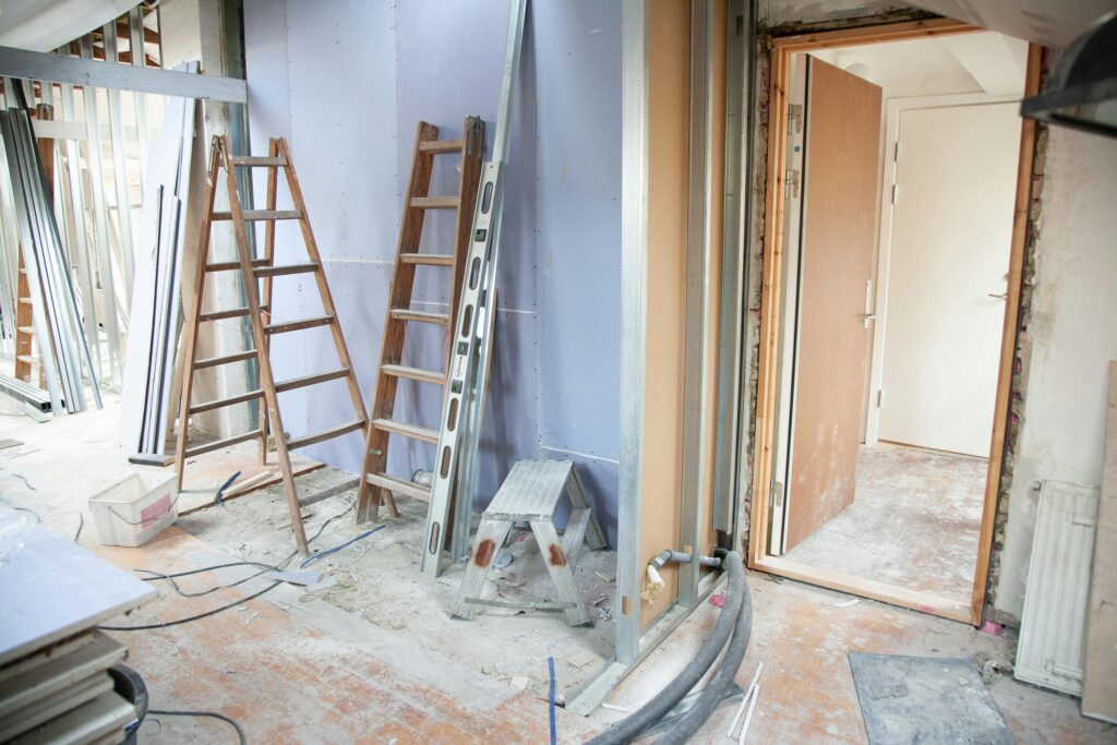 Home renovation with walls being taken out