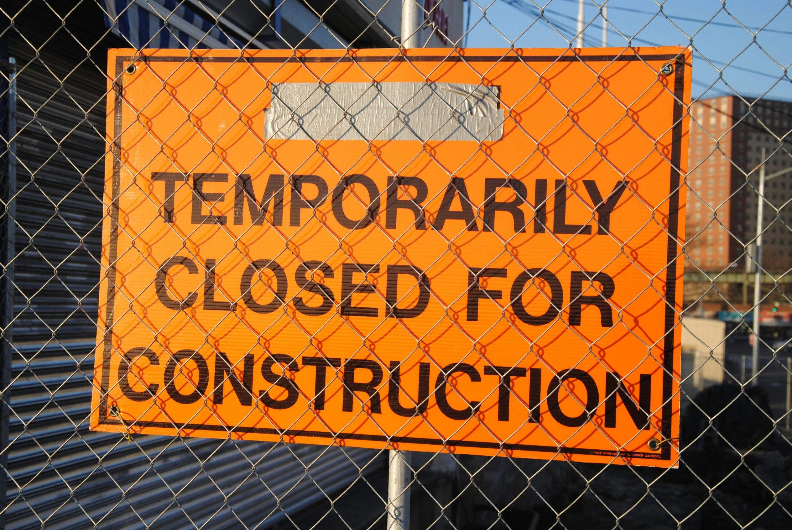 Temporarily closed fo construction sign
