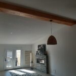 Wooden beam on ceiling