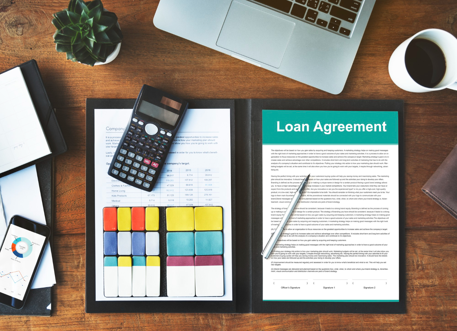 loan agreement form on desk