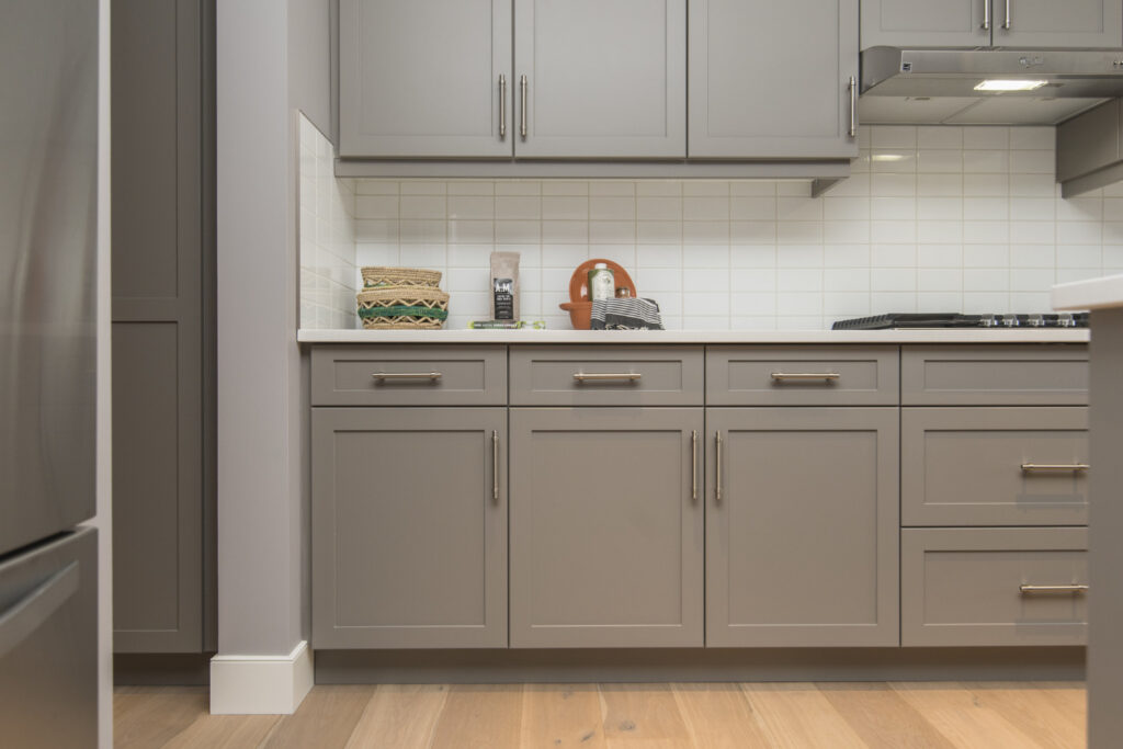 Newly installed kitchen cabinets